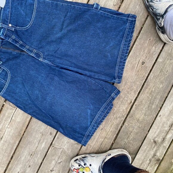 Vintage 90s Y2K EXCO Embroidered Jean Shorts Scorpion Size 30 Blue - Picture 7 of 7